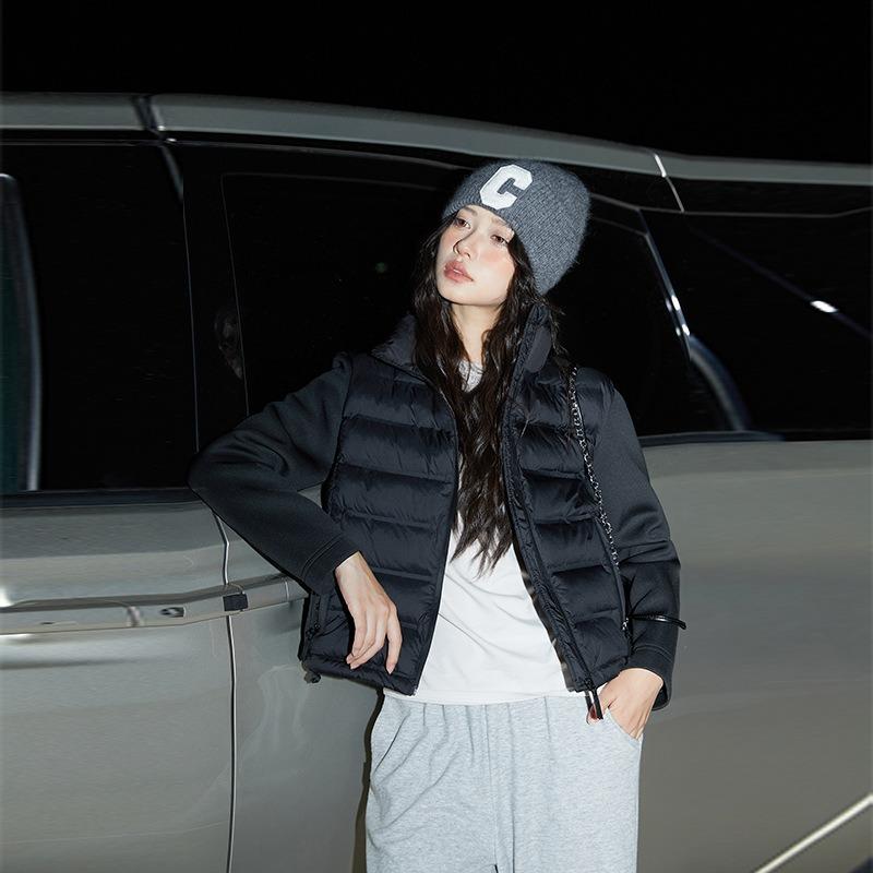 Supply Autumn New Cross-border Women's Clothing Casual Sleeves Splicing Cotton Clothing Jacket Solid Color Quilting Cotton