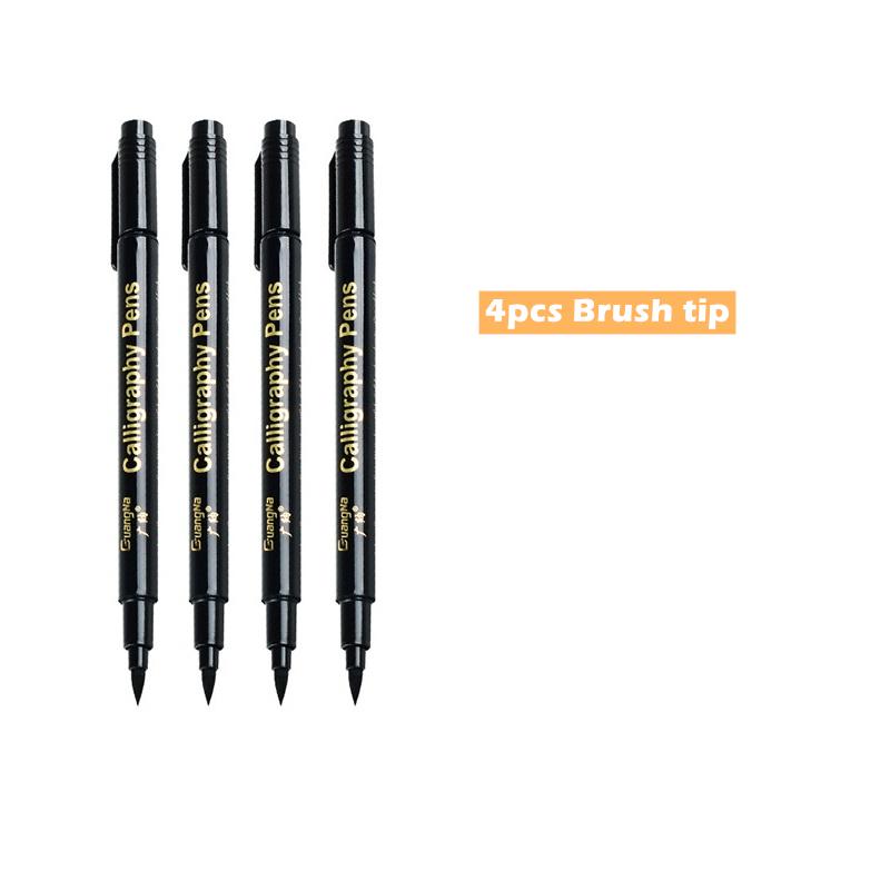 4pcs Calligraphy Pen Set Quick-dry Refillable Waterproof Pigment Ink for Beginners Writing Signature Drawing Lettering Art A6802