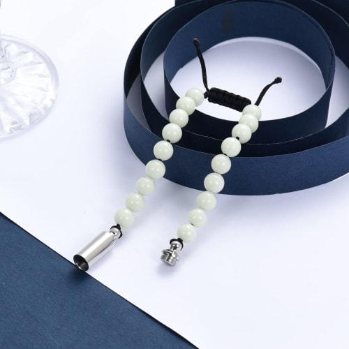 Constantlife Ashes Bracelet, Memorial Urn Jewelry, Handmade Beaded Adjustable Braided Black Rope Bangle, Keepsake Gift for Humans and Pets, Women's, S