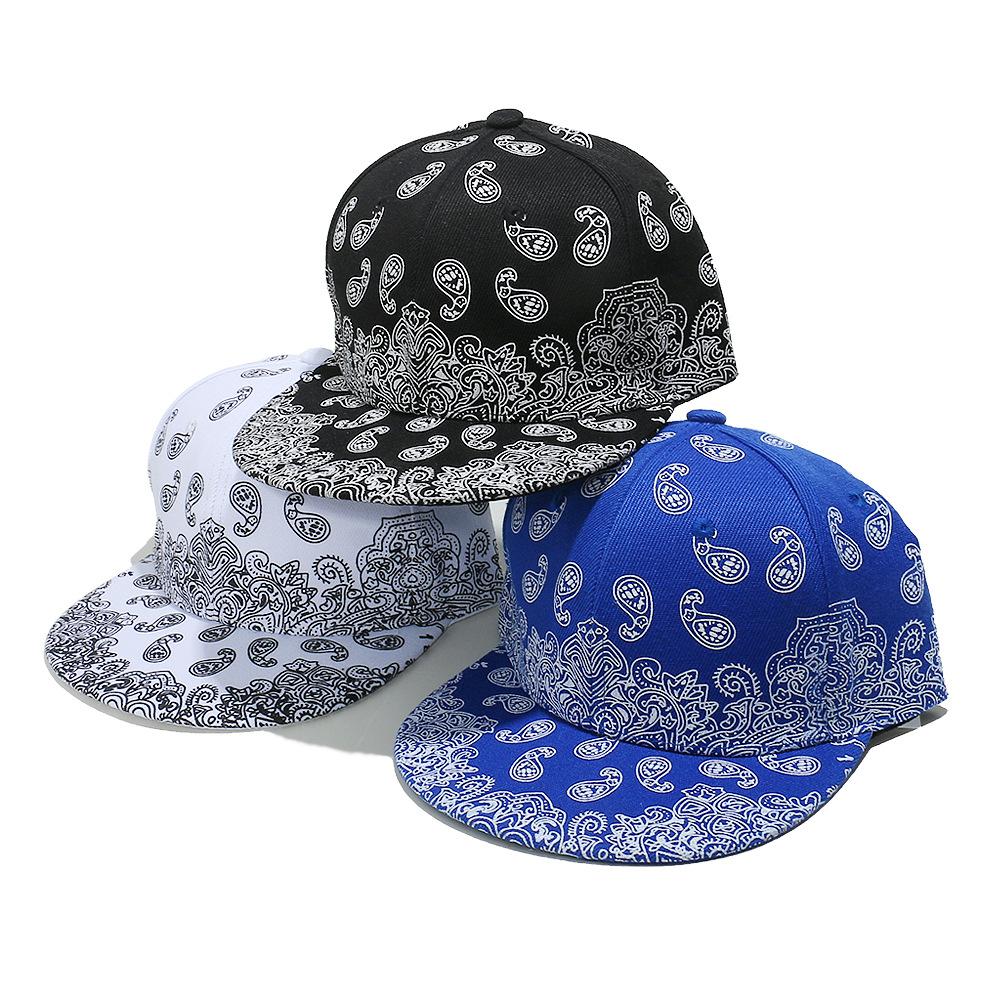 European and American Style Fashion Cashew Print Hip-Hop Flat-Brim Baseball Cap Trendy Street Dance Flat Cap Performance Cap