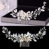 Gold Silver Wedding Pearl Rhinestone Hairbands Tiara Headpiece Flower Hair Comb Shiny Flower Clip