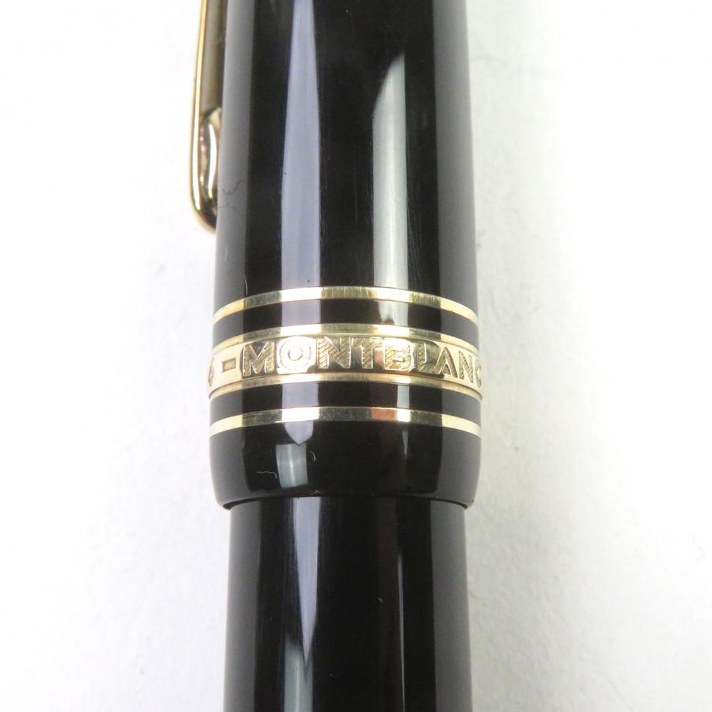 Excellent MONTBLANC fountain pen Meisterstuck 146 Rare logo engraved Black gold 14K Used