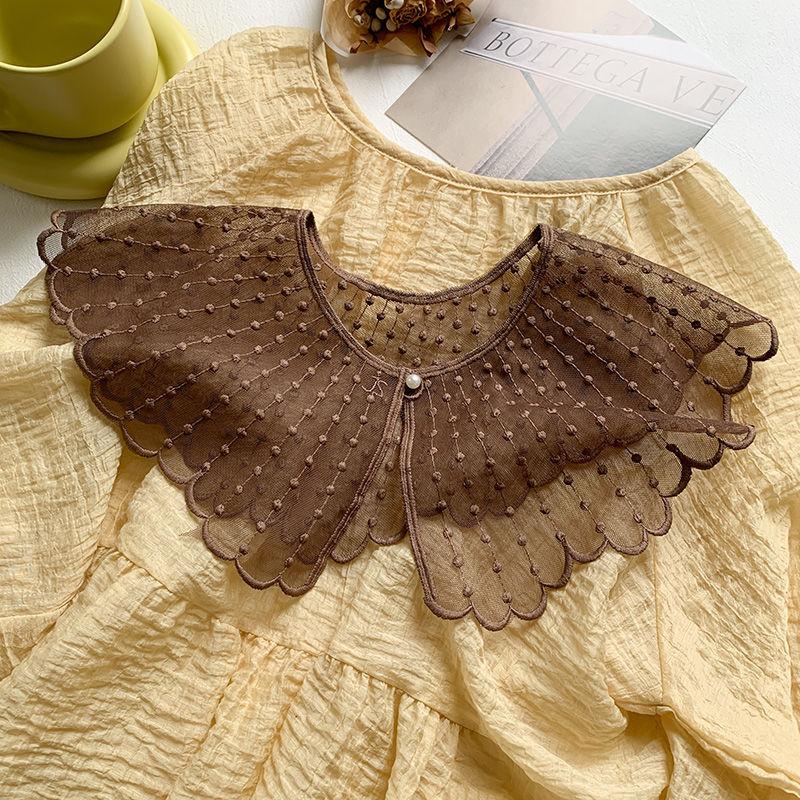 Fashion Pearl Lace Fake Collar Solid Breathable Detachable False Collars For Women Girls Cute Thin Dickey Collar Mini Scarf