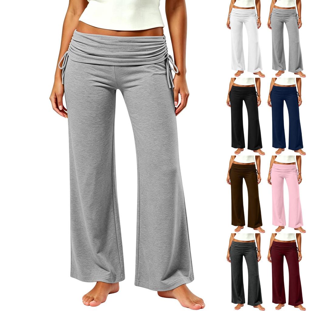 Pantaloni da Yoga da Donna a Pieghe Gamba Larga - Vestibilità Larga Casual per Palestra, Yoga e Uso Quotidiano