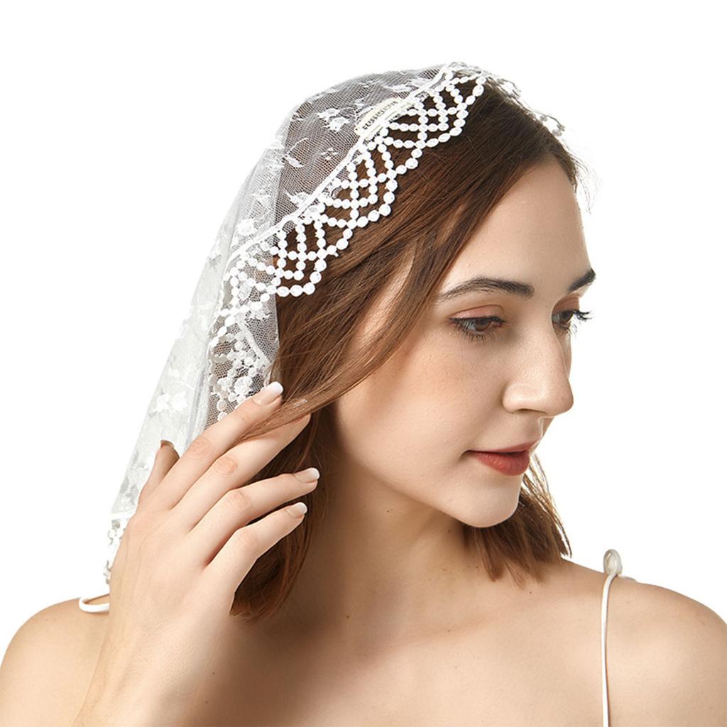 Elegant Lace Mantilla Veil for Wedding Traditional Hijab Veil Church Headcovering for Catholic Chapel Religious Ceremony