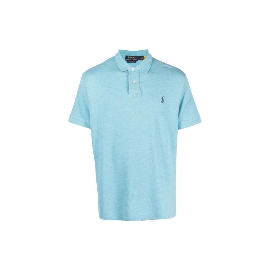 Polo Ralph Lauren SS23 Solid Color Logo Printed Short Sleeve Polo Shirt Men tops Light-Blue 710680784-309