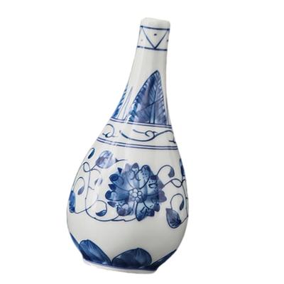 Elegante Runde Basis Porzellantopf Handgefertigt Blau Weiß Keramik Mini Blumenvase