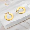 Gold Tone Flat Wide Hoop Earrings for Women