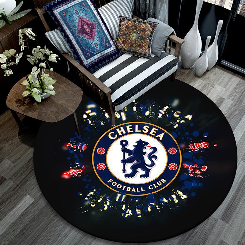 Chelsea Football Club2 Round Area Rug,Carpet Rug for Living Room Bedroom Sofa Playroom Decor,Non-slip Floor Mat