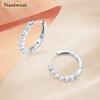 Naniwaai Earring High Quality Silver 18K Platinum White Women's Hoops, Popular, Zirconia, Earrings, Non-Worn Ring, Hypoallergenic, Gold, Plated,