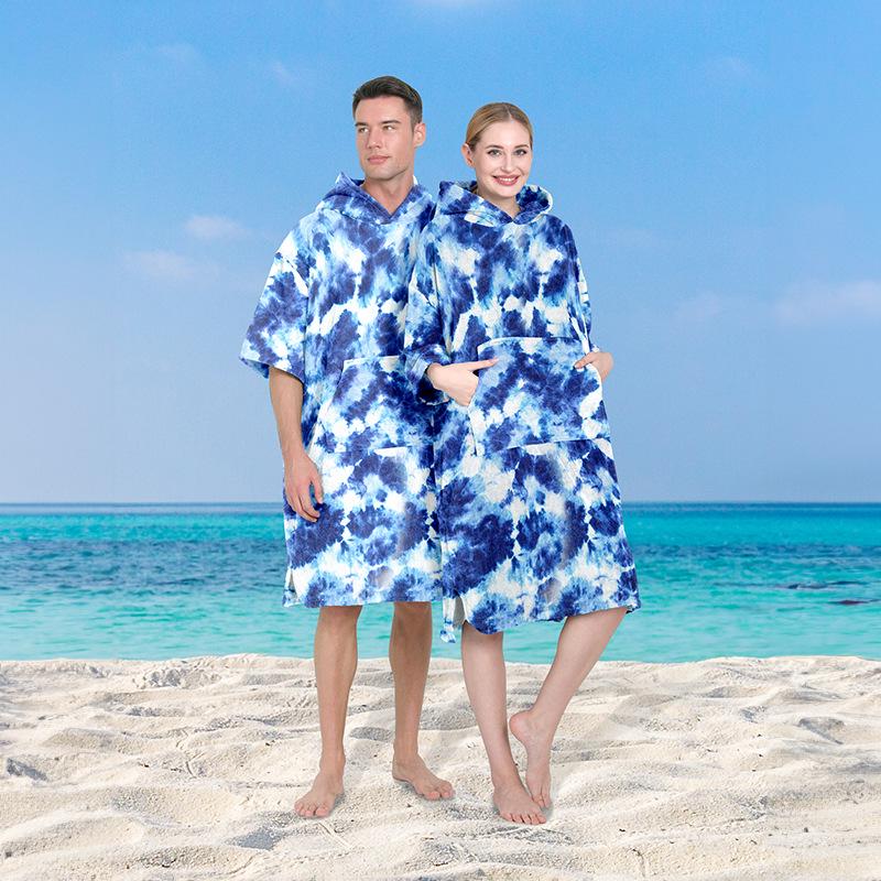 Schnelltrocknendes Batik-Kapuzenbadetuch & Bademantel zum Surfen, Schwimmen & für den Strand