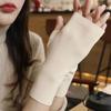 1Pair Autumn Winter Warm Soft Velvet Half Finger Gloves For Women Soft Skin Suitable For Daily Office Writing Wrist Protection