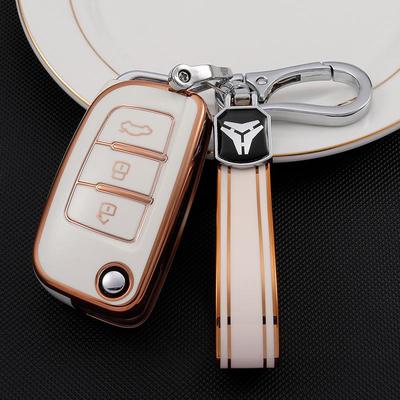 Geely Car Key Case: Foldable Case for Vision X3, King Kong, Panda S1, Vision X1 with Gold Edge