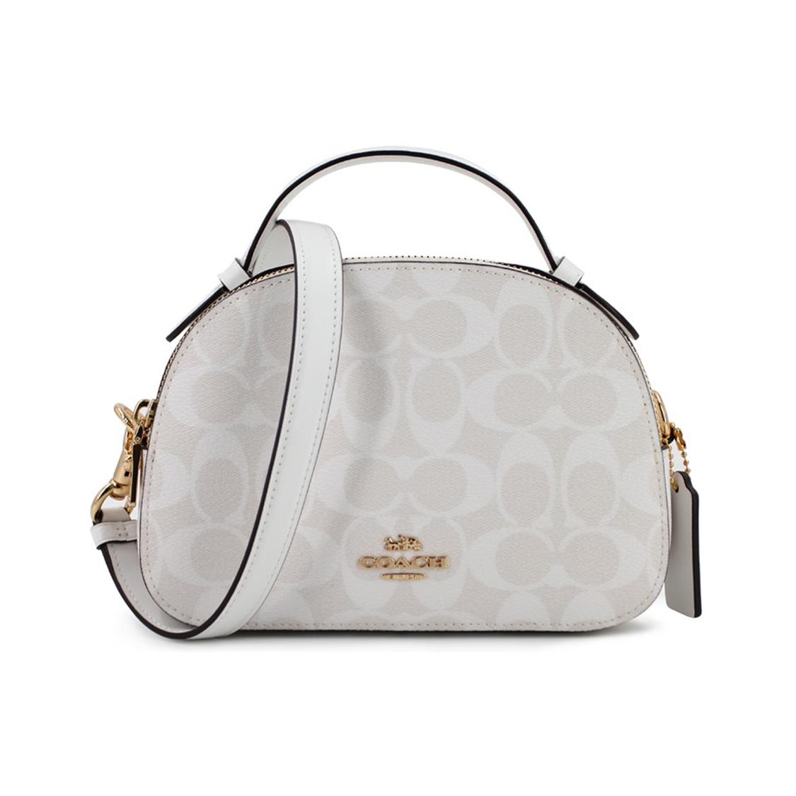 

New COACH Serena PVC Chinese Steamed Bun Bag, Dome Bag, Round Bag, Portable Crossbody Bag, Shoulder Bag Women s White 1591-IMRFF 21.1*6.1*15.5CM