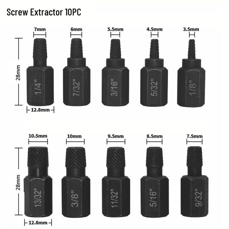 Imperial 10-PC Spiral Bolt Extractor & Removal Tool Set