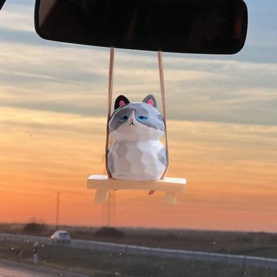 Katzen-Auto-Hängeornament, Cartoon-Katze, Rückspiegel, Luft-Charme, süße Katze, Innendekoration für Katzenliebhaber