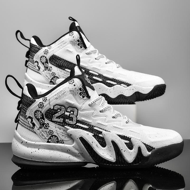 New Basketball Shoes Autumn Breathable Non-Slip Mandarin Duck Shoes Shock-Absorbing And Wear-Resistant High-Top Professional Men'S And Women'S Actual