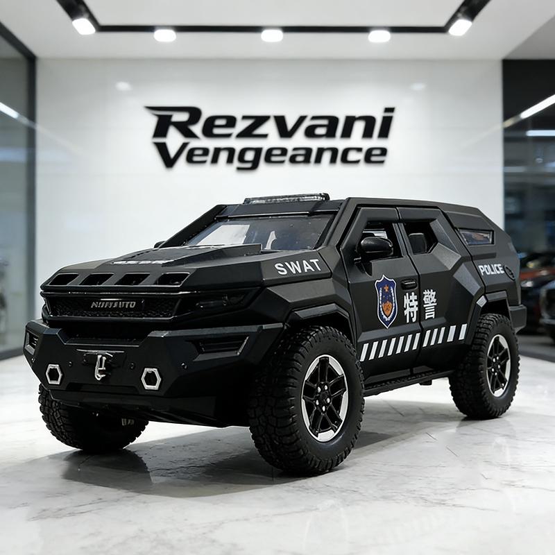 

1:24 Rezvani Vengeance Armored Vehicle Alloy Model Car Toy Diecasts Casting Sound and Light Car Toys For Children Vehicle чёрный