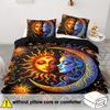 Fantasy Galaxy Duvet Cover Set - Breathable Polyester Bedding Sets with Zipper Closure, Sun and Moon Mandala Pattern, All-Season