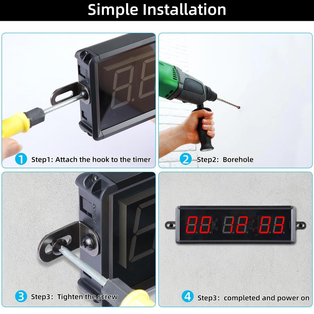 Koolertron Minutnik Sportowy z Pilotem, Duży Minutnik Interwałowy do Fitnessu, Treningu, Gotowania i Pomiaru Czasu Zawodów, Tabata, Emom i MMA