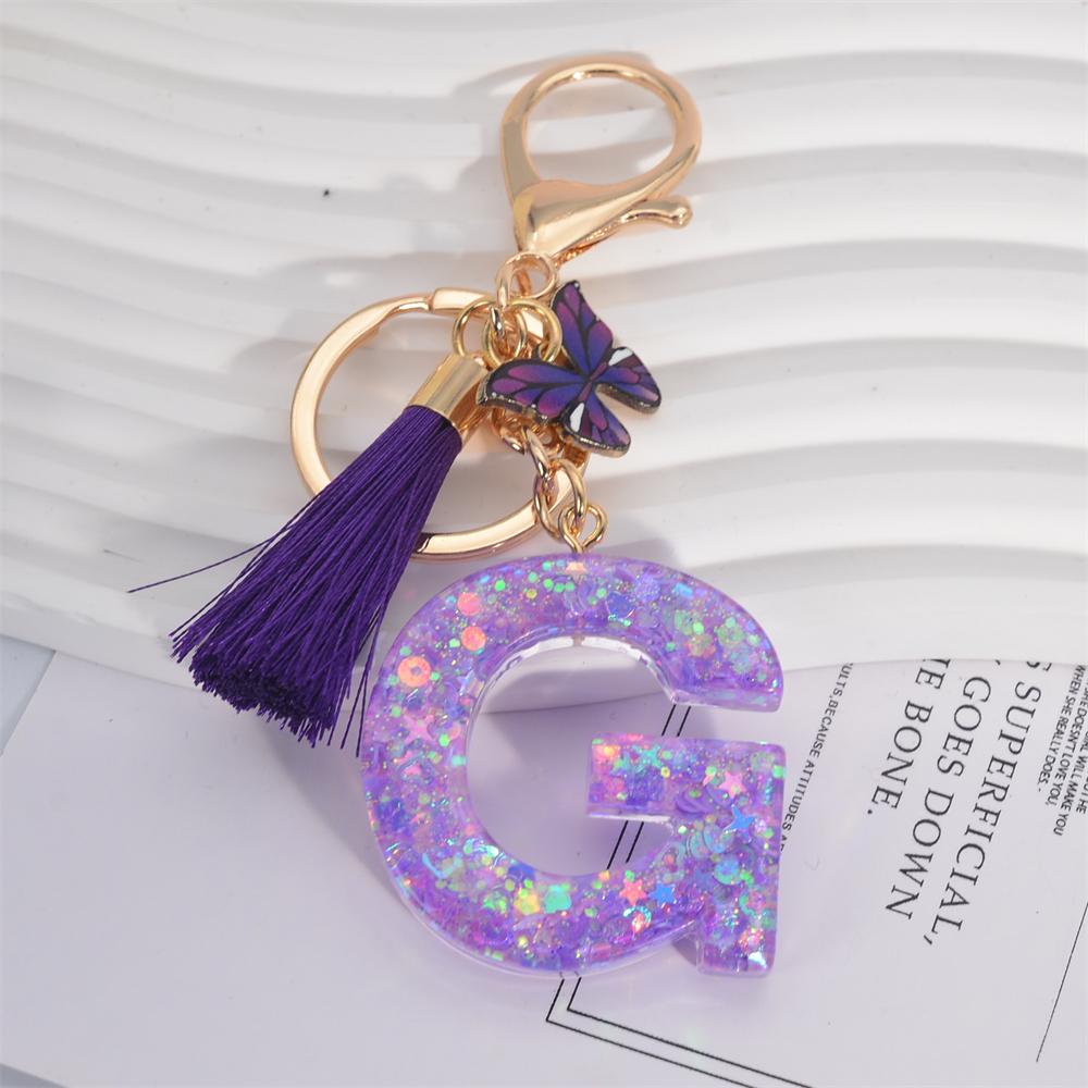 

AZ Фиолетовый Звезда Буквы Брелок Милый Кисточка Бабочка Подвеска Инициалы Брелок Для Женщин Сумка Шарм Ключи Автомобиля Аксессуары