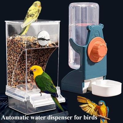 Dispensador de agua automático para pájaros jaula de alimentación para loros transparente contenedor de semillas para periquitos jaula de alimentación para comida dispensador de agua