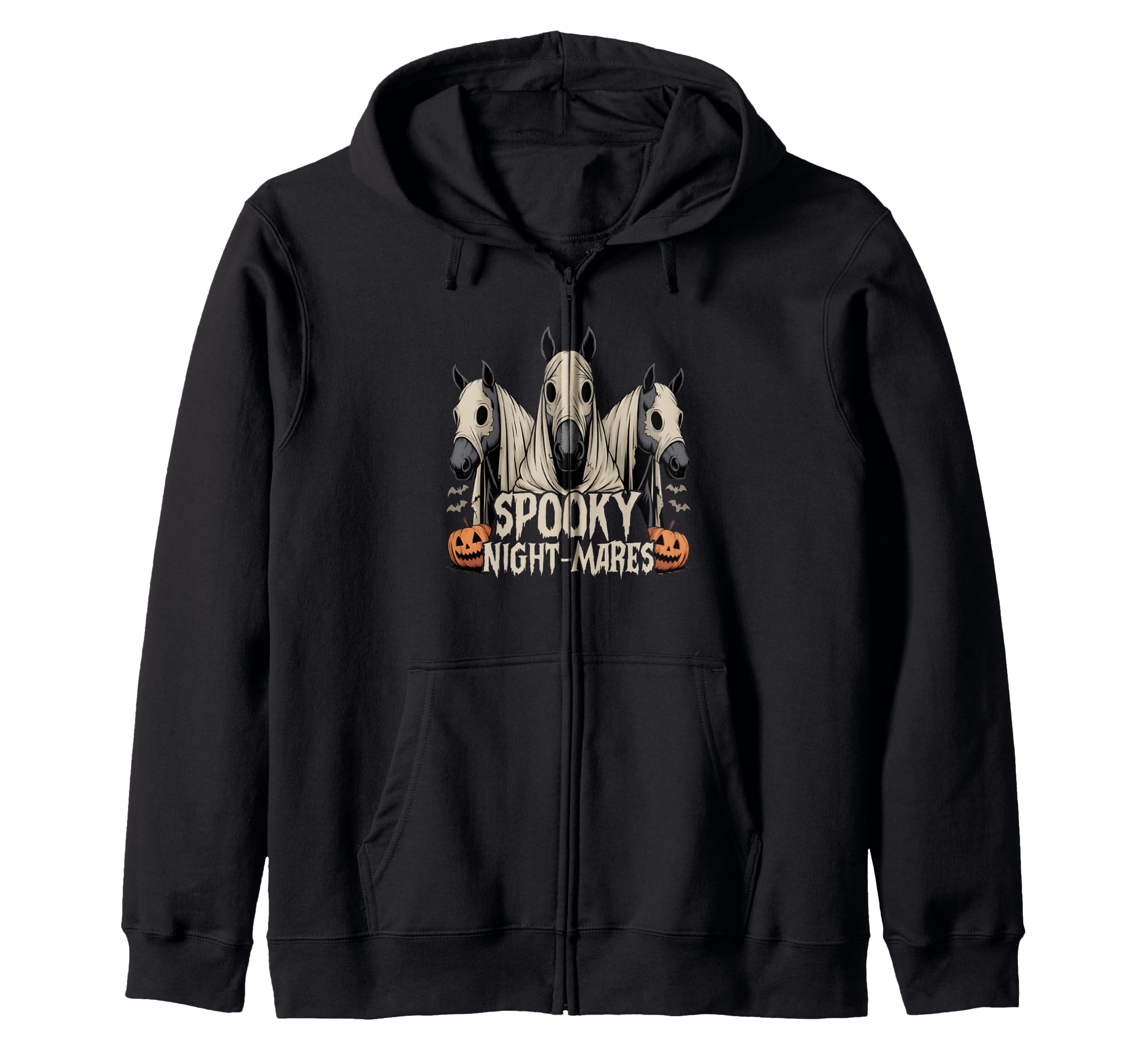 

Spooky Night-Mares Horse Funny Halloween Cute Ghost Horse Zip Hoodie