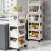 Movable Multi-layer Kitchen Storage Rack for Toys, Snacks, Fruits & Vegetables - Floor-standing and Multi-functional Shelf.