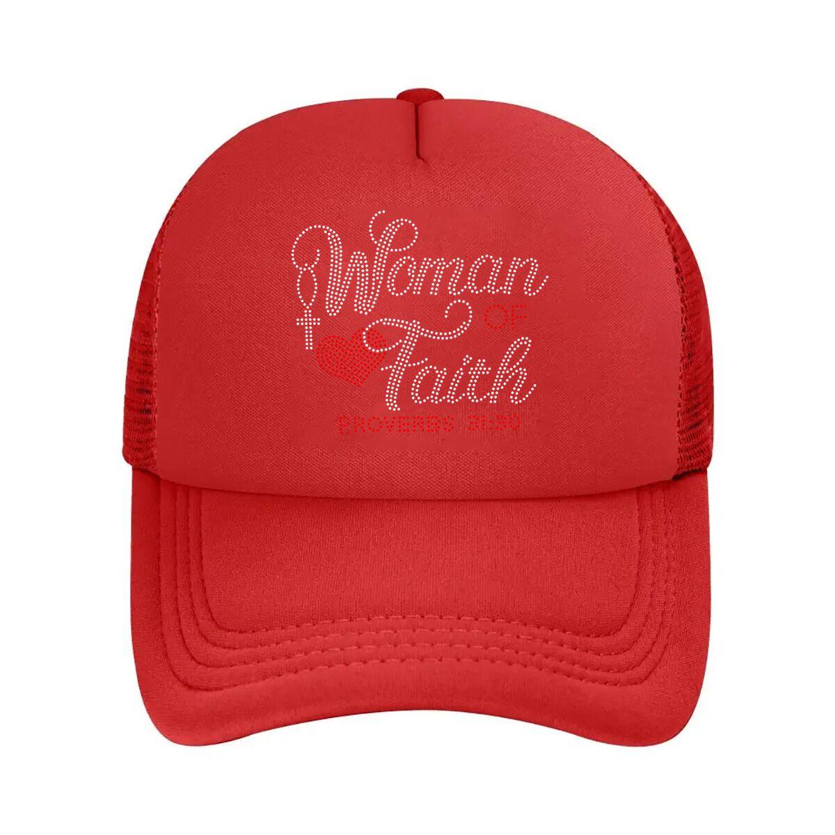 Sparkly Rhinestone Women Of Faith Proverbs Christian Apparel Mesh Baseball Cap Hip Hop Adjustable