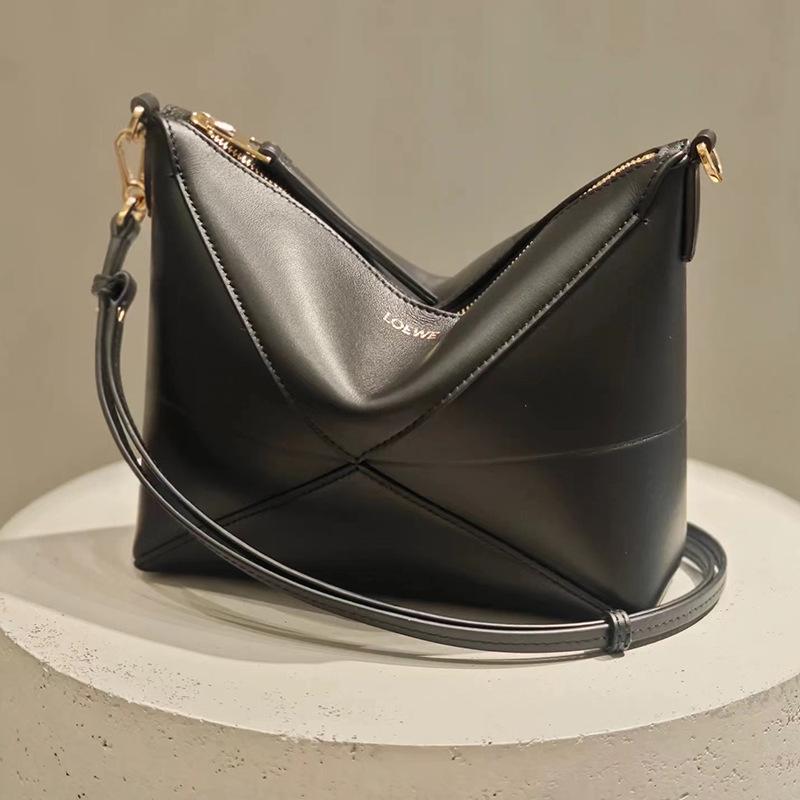 "Geometrische Falt-Rindsleder Damen-Tragetasche & Mahjong-Beutel"