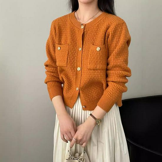 Women's Soft Faux Mink Fur Knit Cardigan - Autumn/Winter Loose Fit, Short, Age-Reducing, Long Sleeve Top