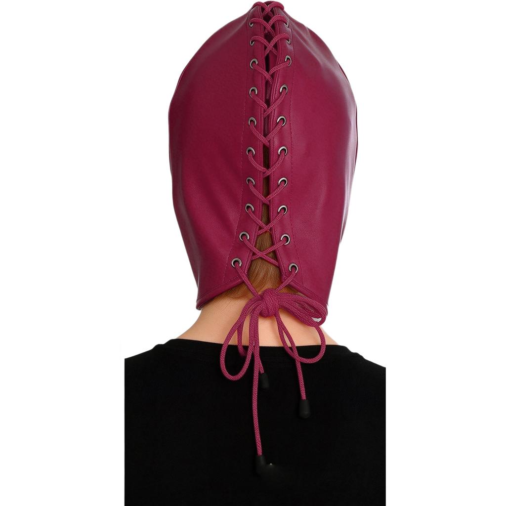 Máscara de Bondage de Cuero Ajustable para Hombres y Mujeres: Sudadera con Cremallera Completa y Capucha con Cierre de Cordones para Cosplay Gótico y Club