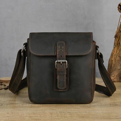 Top Layer Retro Crazy Horse Leather Men's Single-shoulder Bag Casual Cowhide Men's Single-shoulder Crossbody Designer Luxury Bag