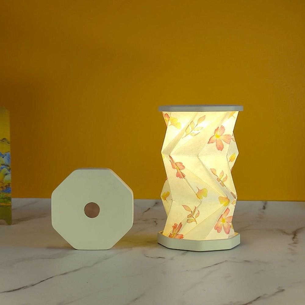 Creative Foldable Paper Latern LED Mini Rotating Light Birthday Gift Dimmable Table Lamp Home