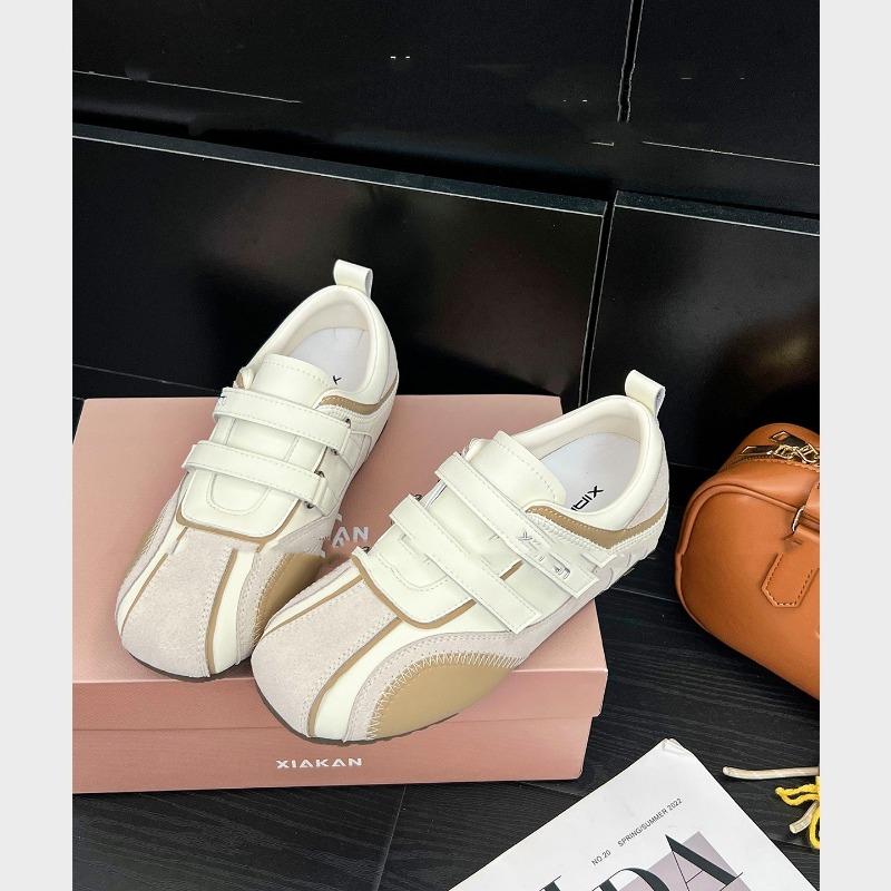 Modische Mary Jane Schuhe mit runder Spitze und flachem Boden, Damen, neue Farbkombination, Klettverschluss, Schleife, Ballerinas