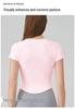 SNU Women's Slimming Yoga Top - Nude Feel, Round Neck, Waist-Cinched, Breathable, Short Sleeve, Versatile Fitness T-Shirt