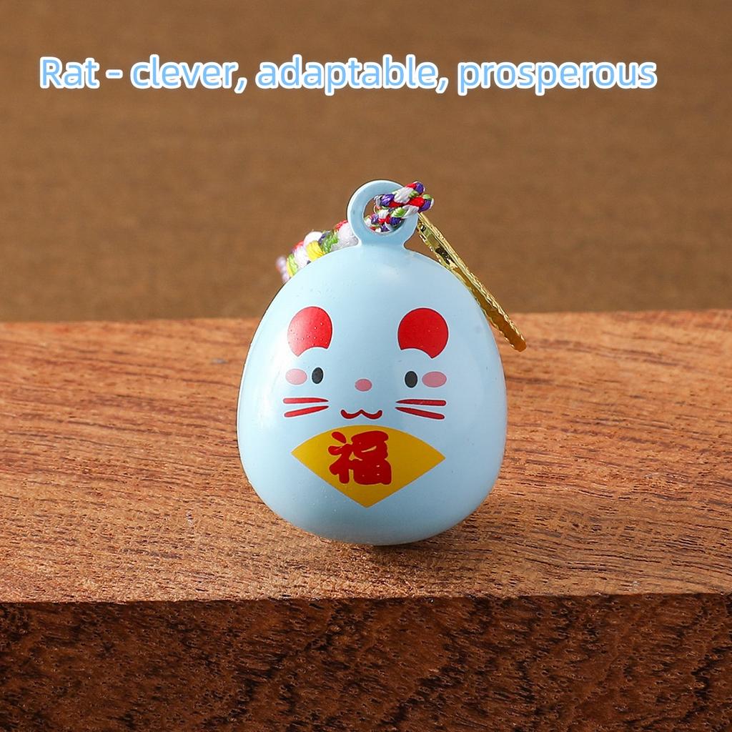 Ny Japansk Stil Sensoji Tempel Vattenljudsklocka Hänge Zodiak Omamori Lyckoamulett Liten Hängande Prydnad för Väskor Dekoration