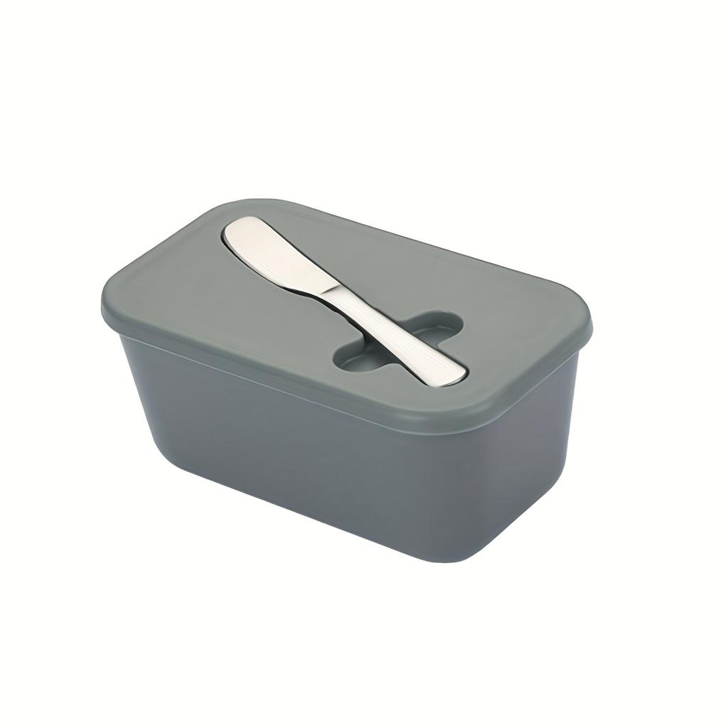 Durable Plastic PP Butter Dish with Lid | Easy-Scrape Butter Knife Included, Seals Butter Container for Countertop or Refrigerator, Baking Essentials