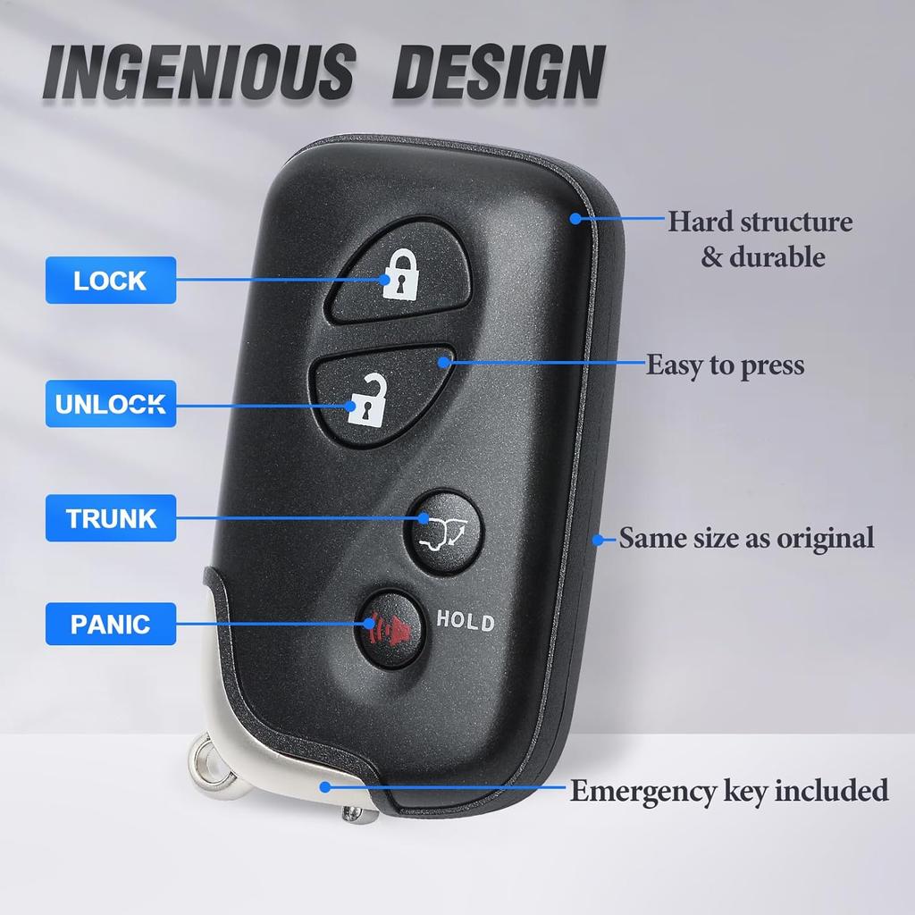 Smart Key Fob Transmitter Keyless Entry Remote Replacement for Lexus RX350/RX450/GX460/LX570/CT200h 2009-2015 271451-5290GNE Board FCC:HYQ14ACX