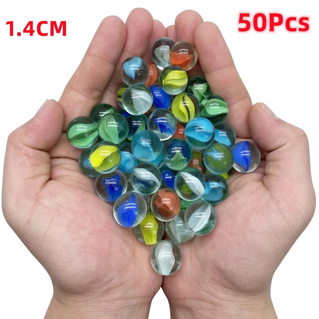 10/50Pcs 25/14Mm Colorful Glass Marbles Toy Kids Marble Balls Run Game Solitaire Toy Accs Vase Filler&Fish Tank Home Toy Gift