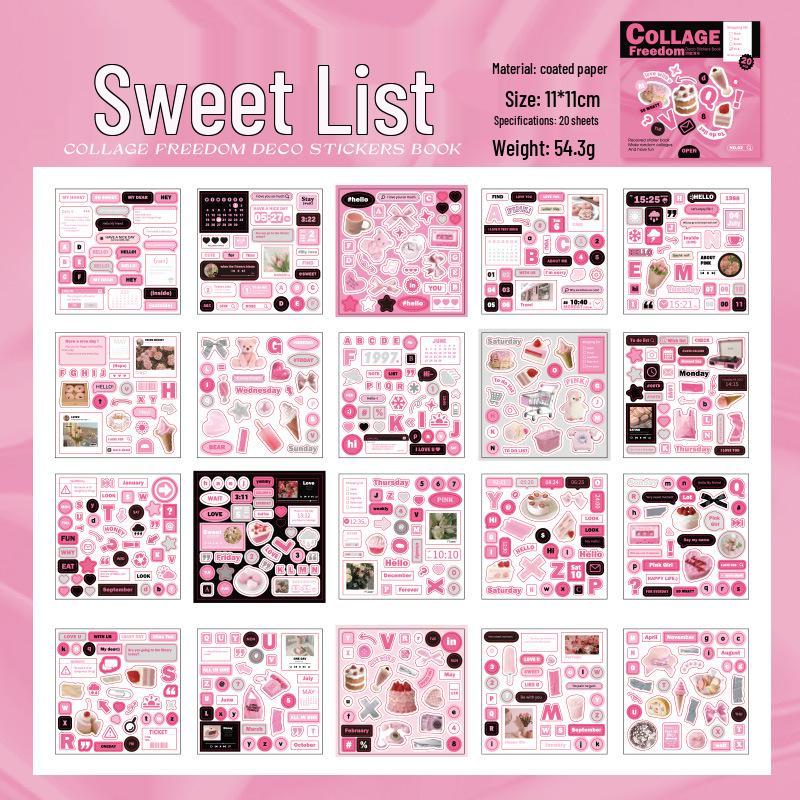 

Книга наклеек Юй Сянь: 4 стиля, 20 листов/упаковка для DIY журналов и коллажей