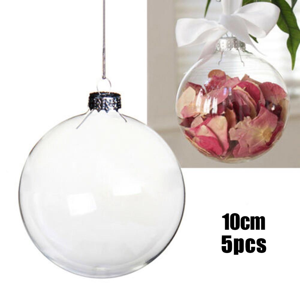 

Clear Round Plastic Baubles for Christmas Tree Pack of 5/10 Fillable Ornaments 10cm 5pcs