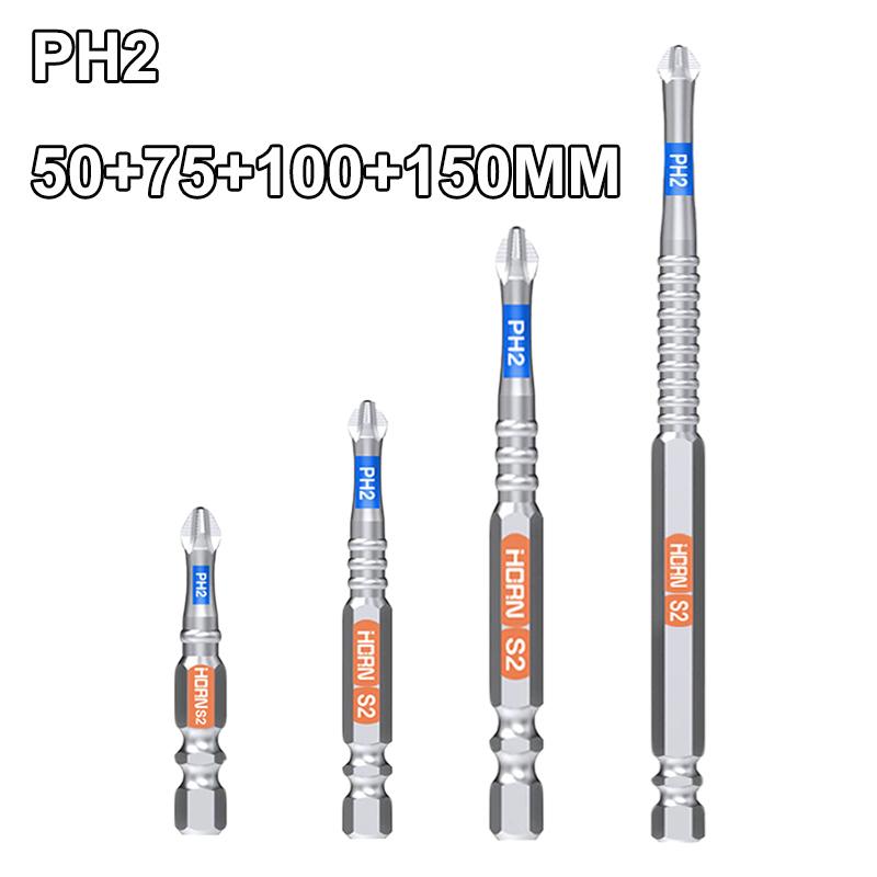 PH2 T20 T25 SQ2 Cross Screwdriver Non-slip  Magnetic Batch Head Hardness Drill Bit Screw Driver Hand Tools 50/75/100/150MM