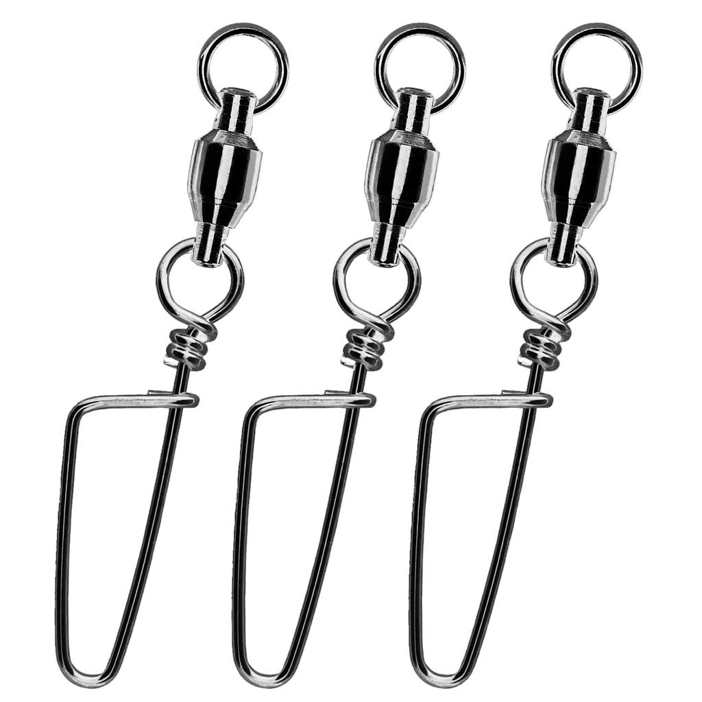 Atibin Fishing Swivels with Snaps, Rolling Swivels for Mountain Stream Fishing, Jigging, Coast Rock Fishing, Black, 140kg, 25 Pieces