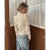 New Lace Hook Flower Women's Shirt Fashion Commuting Long Sleeve Cardigan Top Retro Slim Stand Collar Lady Blouses