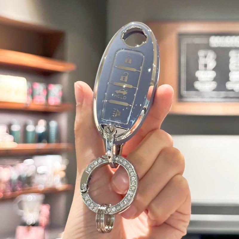 TPU Schlüsselanhängerhülle mit Schlüsselring-Lanyard für Nissan Altima Coupe Armada GTR Maxima Murano Cross CABRIOLET Rogue Versa