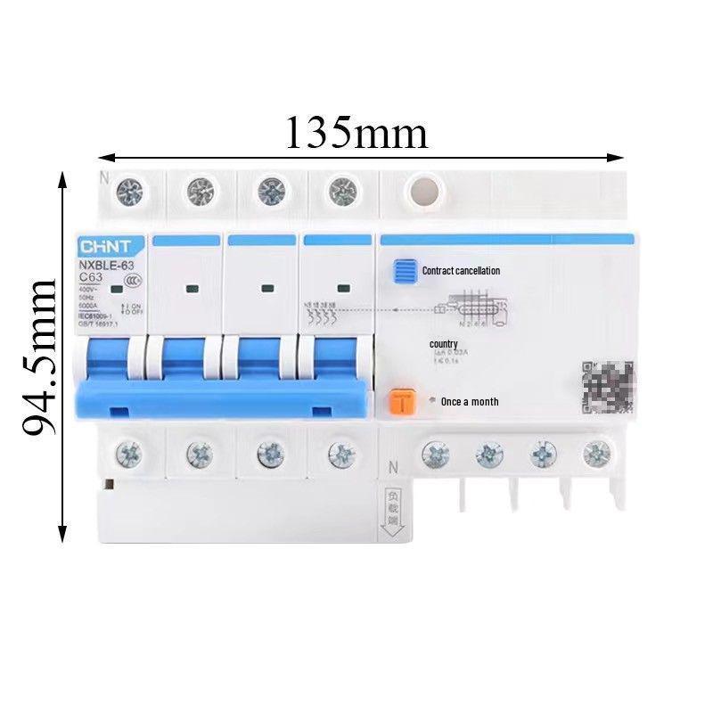 Chint 2P63A Air Switch with 32A RCCB for Three-Phase Electricity Protection and Household Circuit Breaking