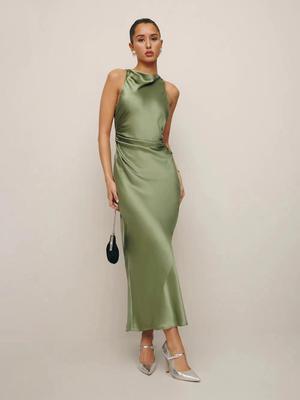 Spring Summer Sexy Halter Long Dress - European & American Style, Slim Fit, Solid Color, Sleeveless for Women