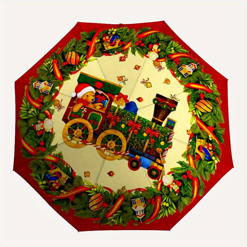 

1pc Christmas Wreath Automatic Opening/closing Umbrella with Auto Open/Close, Windproof, Foldable Sunshade yy250811142