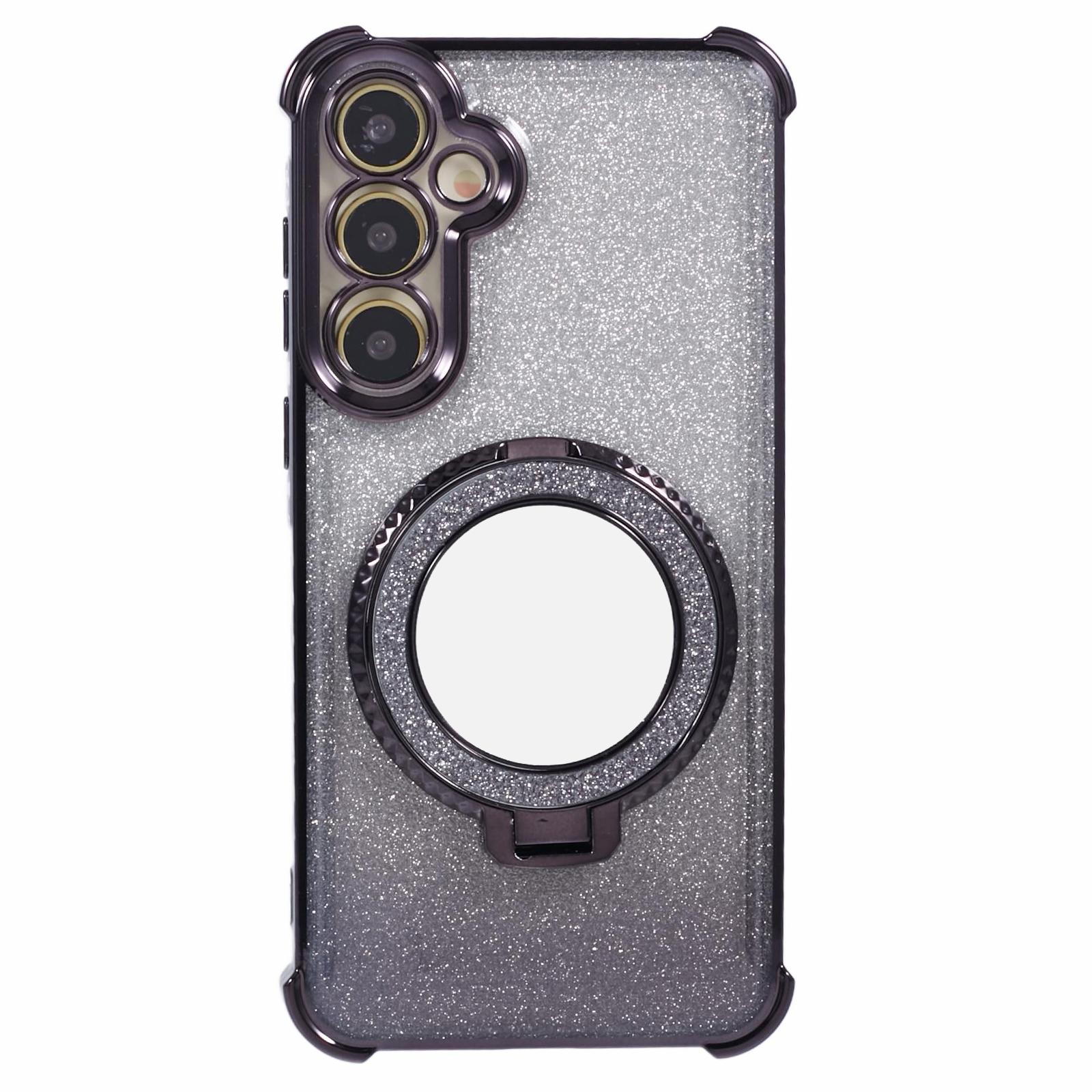 

Для Samsung Galaxy A25 5G (Глобальный) (161,0 х 76,5 х 8,3 мм) Чехол TPU Glitter Phone Cover с подставкой и зеркалом Black